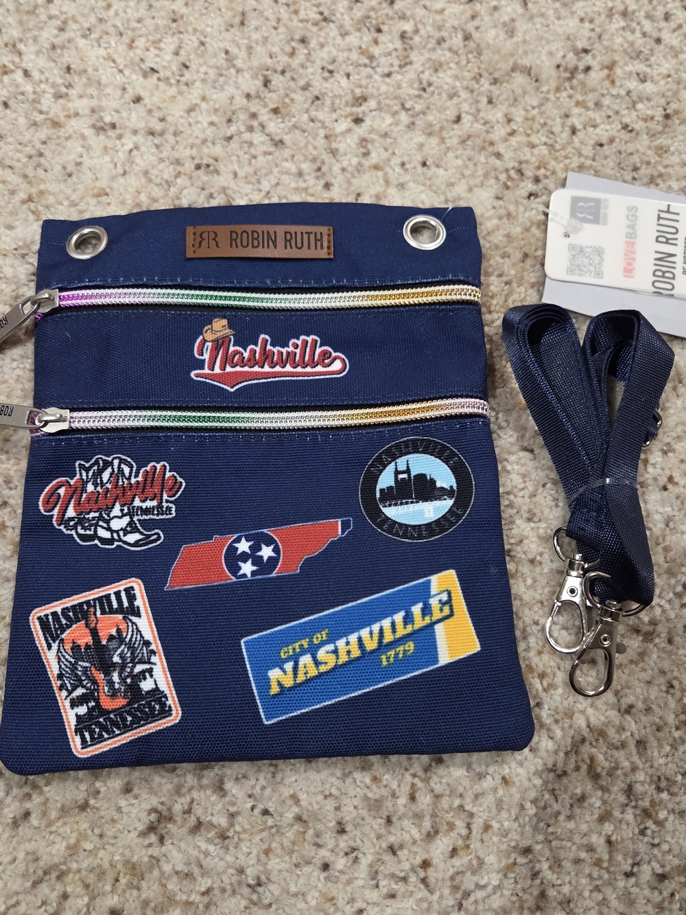 Robin Ruth Navy Nashville Patch Crossbody Bag